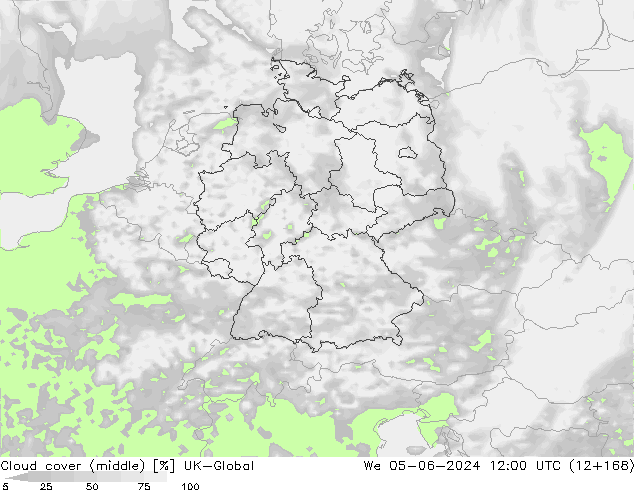 Cloud cover (middle) UK-Global We 05.06.2024 12 UTC