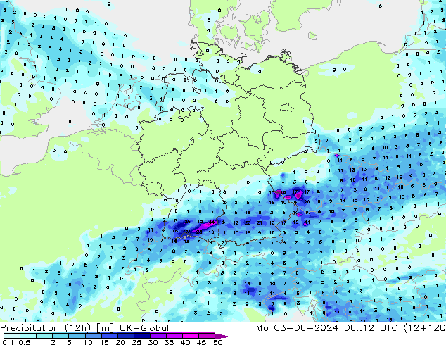 Nied. akkumuliert (12Std) UK-Global Mo 03.06.2024 12 UTC