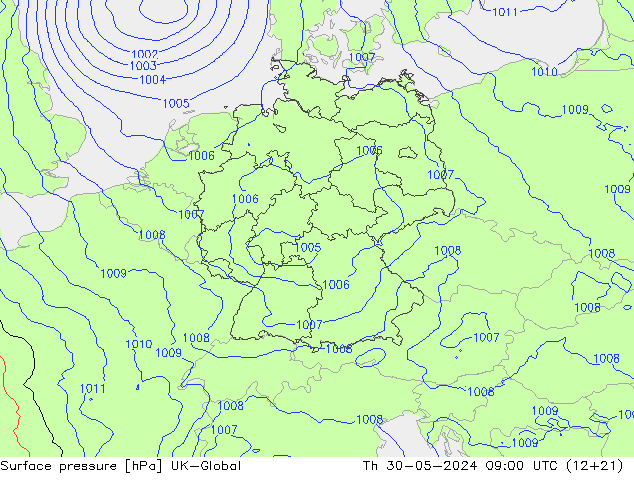 Luchtdruk (Grond) UK-Global do 30.05.2024 09 UTC