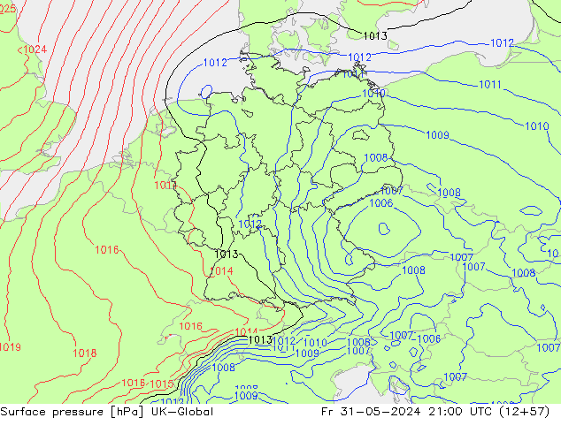 приземное давление UK-Global пт 31.05.2024 21 UTC