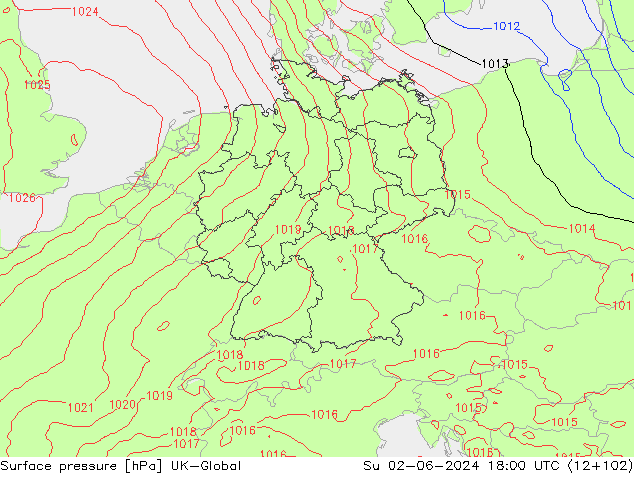 地面气压 UK-Global 星期日 02.06.2024 18 UTC