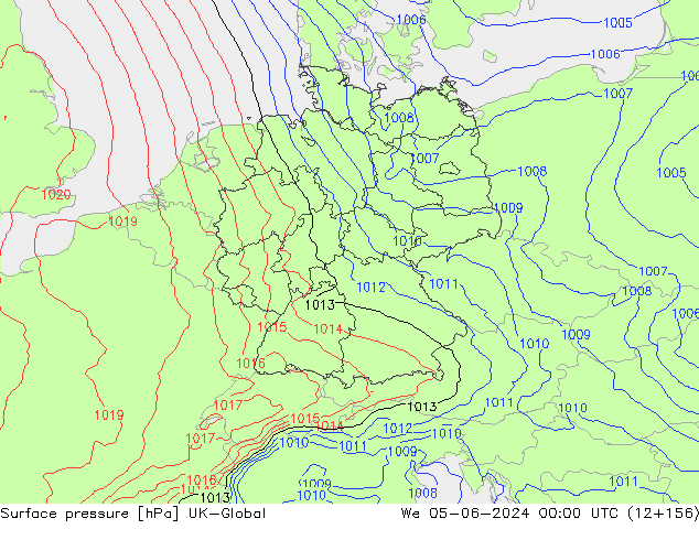 Atmosférický tlak UK-Global St 05.06.2024 00 UTC