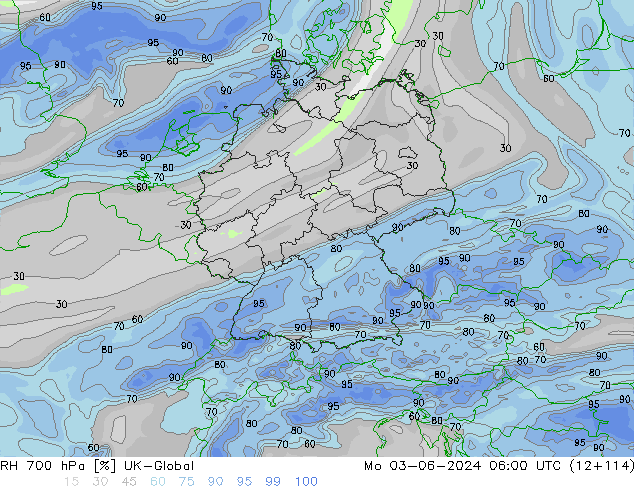 RH 700 hPa UK-Global Po 03.06.2024 06 UTC