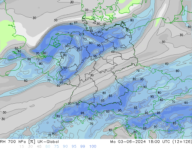 RH 700 hPa UK-Global Mo 03.06.2024 18 UTC