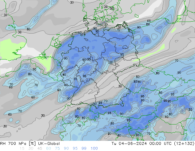 RH 700 hPa UK-Global Tu 04.06.2024 00 UTC