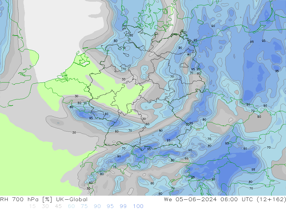 RH 700 hPa UK-Global We 05.06.2024 06 UTC