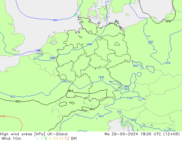 High wind areas UK-Global mié 29.05.2024 18 UTC