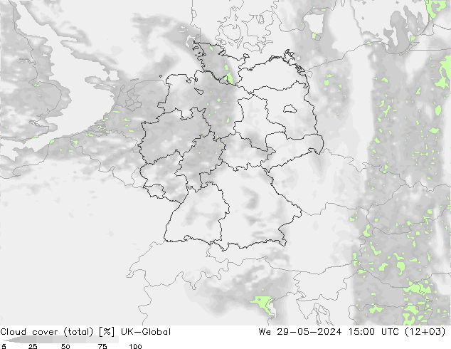 Wolken (gesamt) UK-Global Mi 29.05.2024 15 UTC
