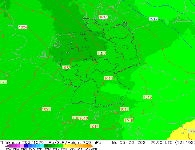 Thck 700-1000 hPa UK-Global Mo 03.06.2024 00 UTC