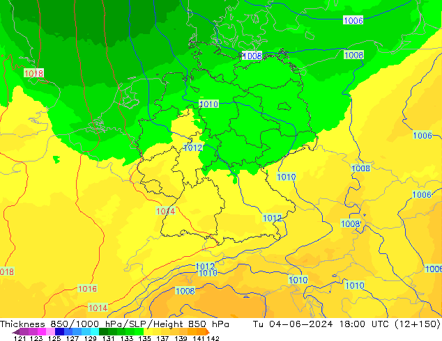 Thck 850-1000 hPa UK-Global Tu 04.06.2024 18 UTC