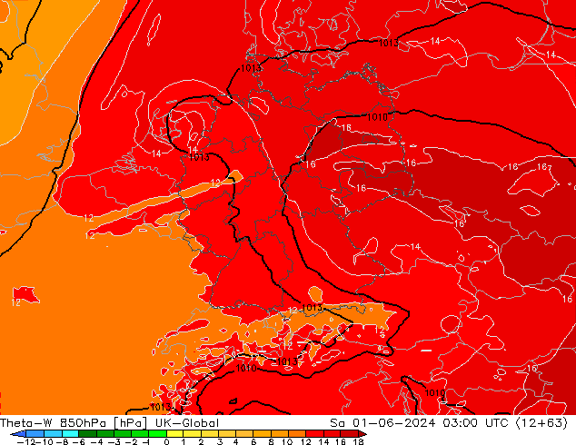 Theta-W 850гПа UK-Global сб 01.06.2024 03 UTC