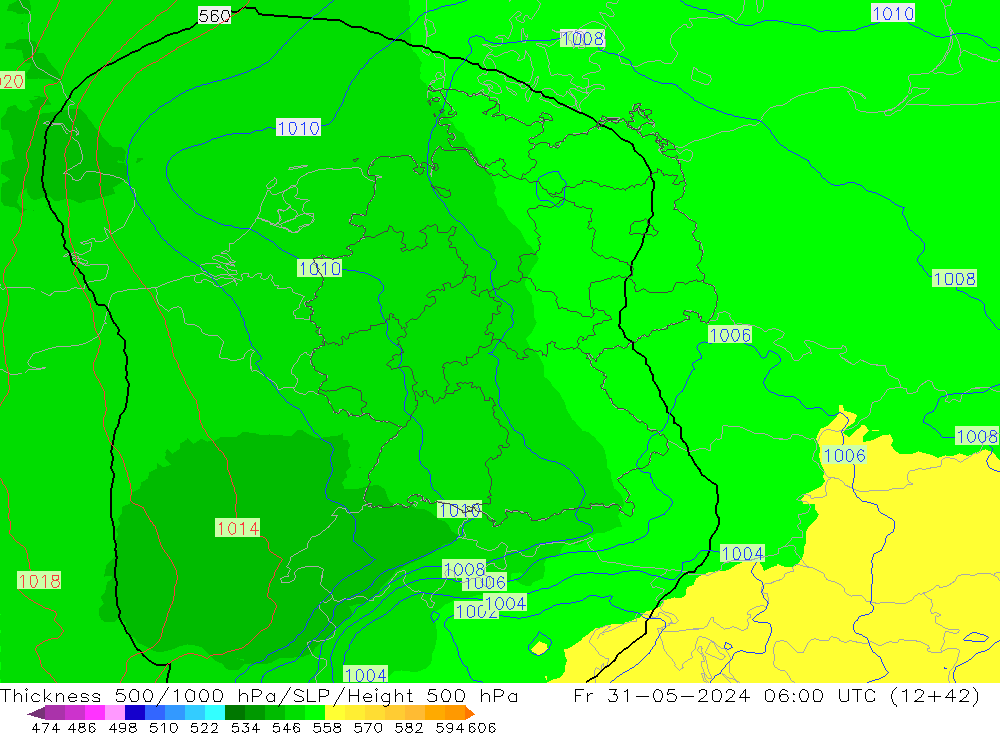 Dikte 500-1000hPa UK-Global vr 31.05.2024 06 UTC