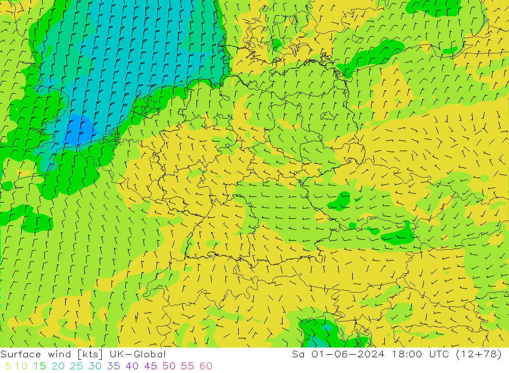 Surface wind UK-Global Sa 01.06.2024 18 UTC