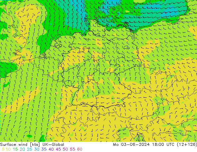 Viento 10 m UK-Global lun 03.06.2024 18 UTC