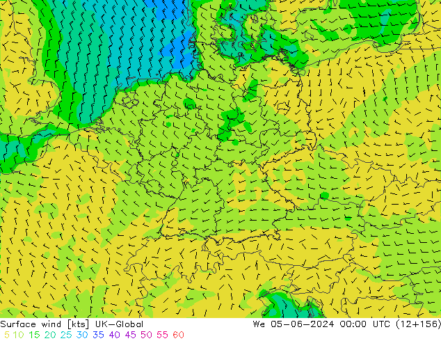 Wind 10 m UK-Global wo 05.06.2024 00 UTC