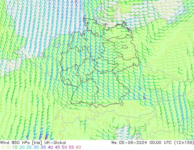 Wind 850 hPa UK-Global St 05.06.2024 00 UTC