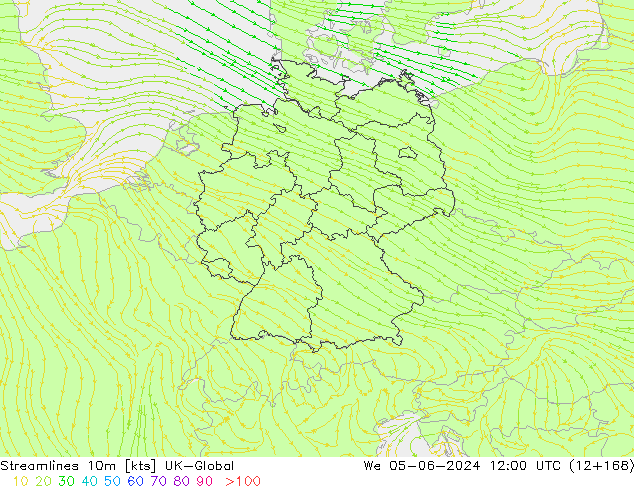 Stromlinien 10m UK-Global Mi 05.06.2024 12 UTC