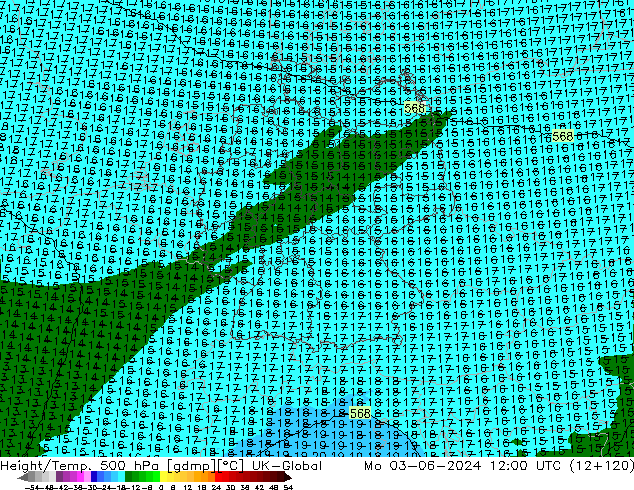 Hoogte/Temp. 500 hPa UK-Global ma 03.06.2024 12 UTC