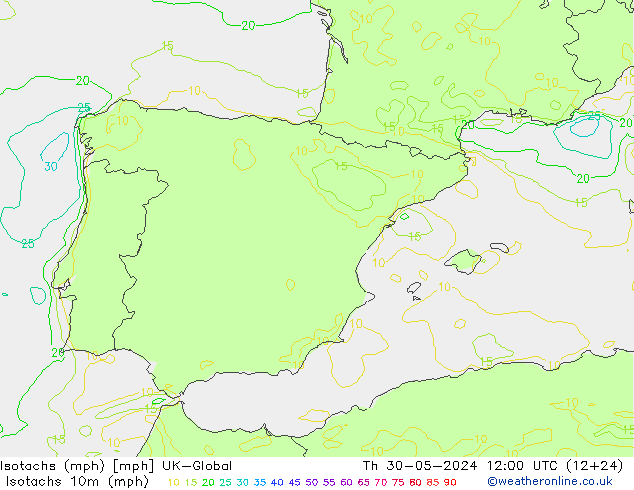 Eşrüzgar Hızları mph UK-Global Per 30.05.2024 12 UTC