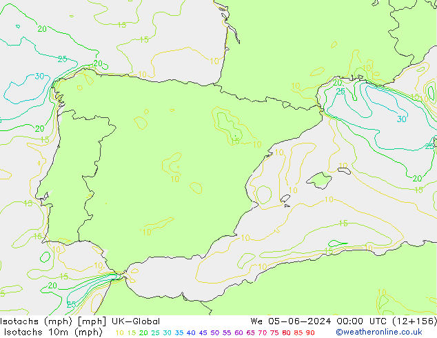 Isotachs (mph) UK-Global mer 05.06.2024 00 UTC