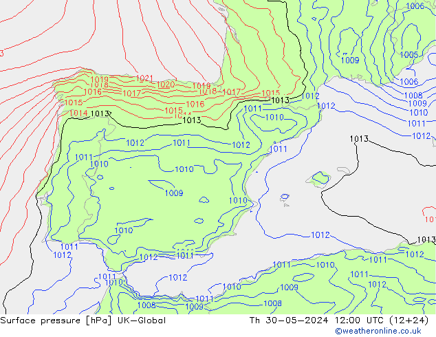 Luchtdruk (Grond) UK-Global do 30.05.2024 12 UTC