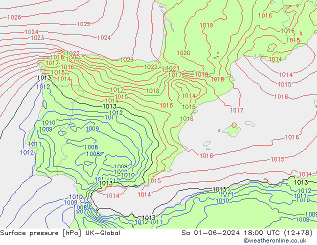 pressão do solo UK-Global Sáb 01.06.2024 18 UTC