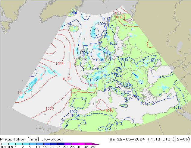 Precipitation UK-Global We 29.05.2024 18 UTC