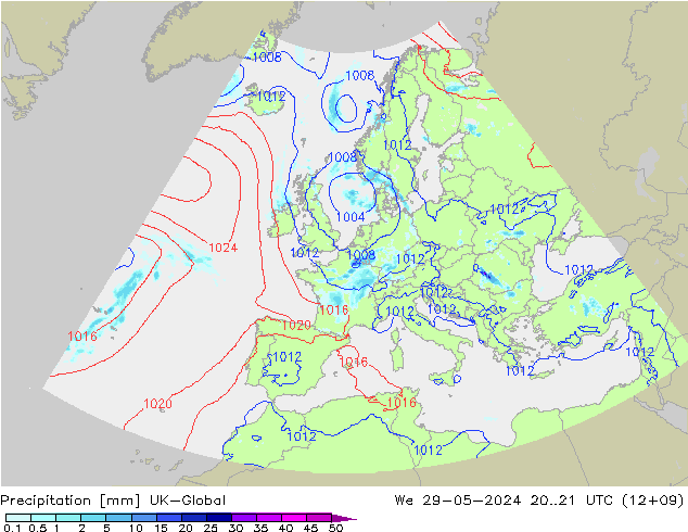 Precipitation UK-Global We 29.05.2024 21 UTC