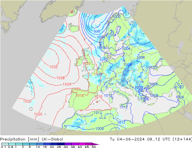 Precipitation UK-Global Tu 04.06.2024 12 UTC
