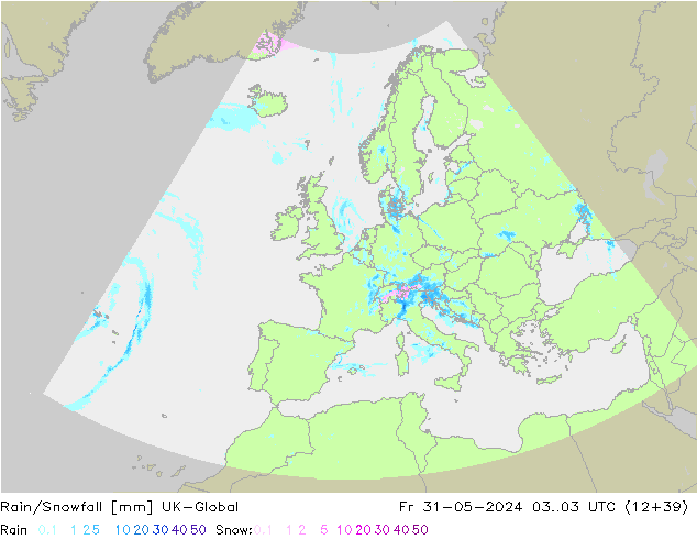 Rain/Snowfall UK-Global Fr 31.05.2024 03 UTC