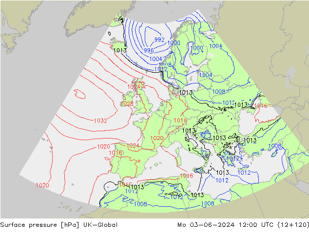pression de l'air UK-Global lun 03.06.2024 12 UTC