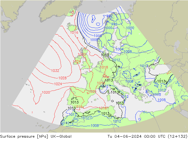 Pressione al suolo UK-Global mar 04.06.2024 00 UTC