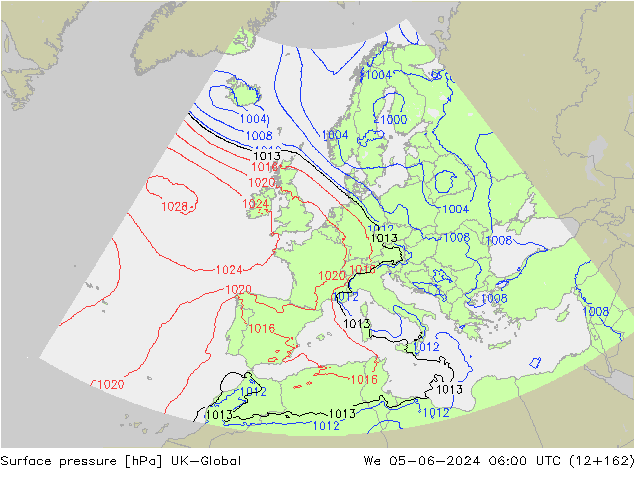 Surface pressure UK-Global We 05.06.2024 06 UTC