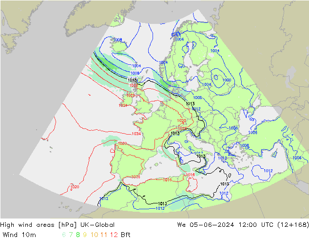 Izotacha UK-Global śro. 05.06.2024 12 UTC