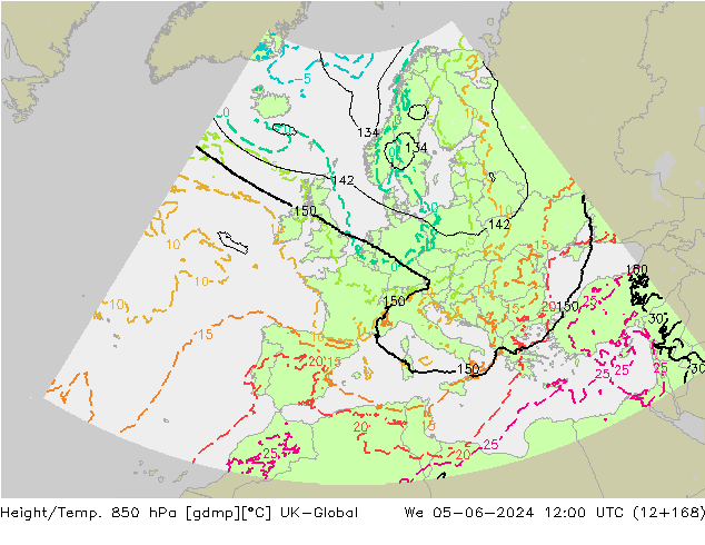 Height/Temp. 850 гПа UK-Global ср 05.06.2024 12 UTC