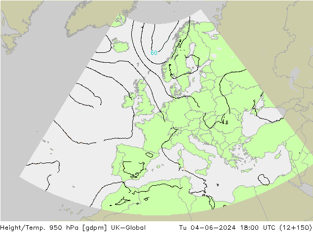 Height/Temp. 950 hPa UK-Global Di 04.06.2024 18 UTC