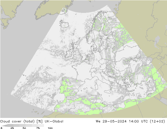 zachmurzenie (suma) UK-Global śro. 29.05.2024 14 UTC
