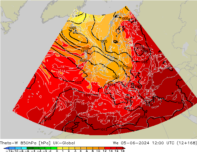 Theta-W 850hPa UK-Global mer 05.06.2024 12 UTC