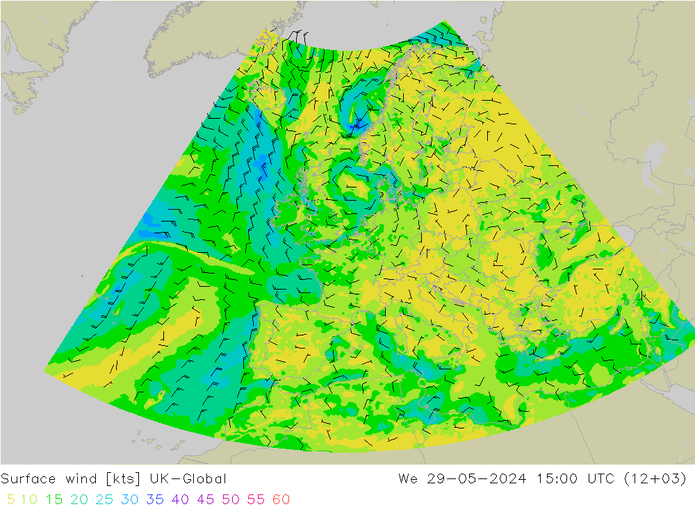 风 10 米 UK-Global 星期三 29.05.2024 15 UTC