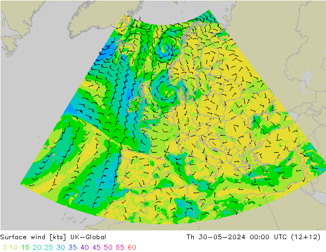 Rüzgar 10 m UK-Global Per 30.05.2024 00 UTC