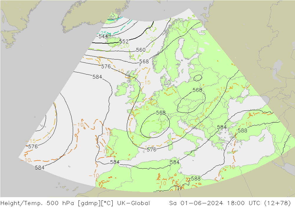 Hoogte/Temp. 500 hPa UK-Global za 01.06.2024 18 UTC
