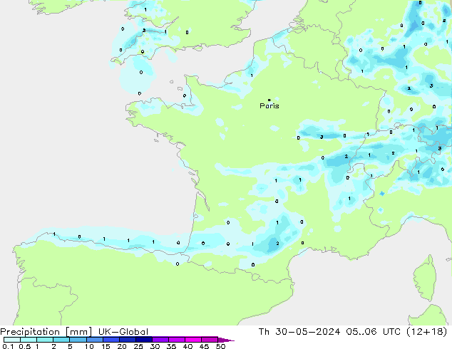 precipitação UK-Global Qui 30.05.2024 06 UTC