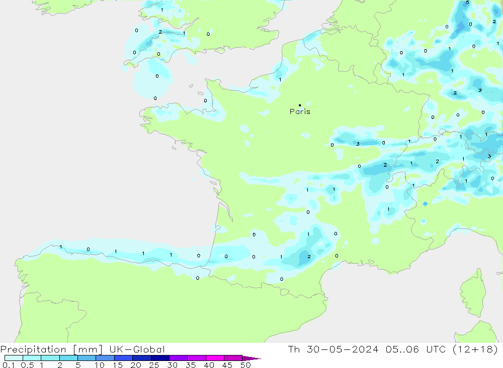 Srážky UK-Global Čt 30.05.2024 06 UTC