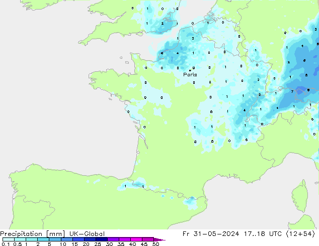 Precipitation UK-Global Fr 31.05.2024 18 UTC