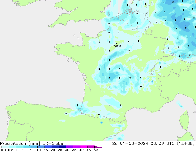 Precipitación UK-Global sáb 01.06.2024 09 UTC
