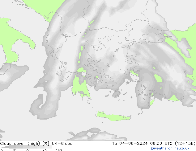 Cloud cover (high) UK-Global Tu 04.06.2024 06 UTC