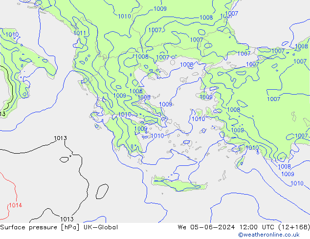 Presión superficial UK-Global mié 05.06.2024 12 UTC