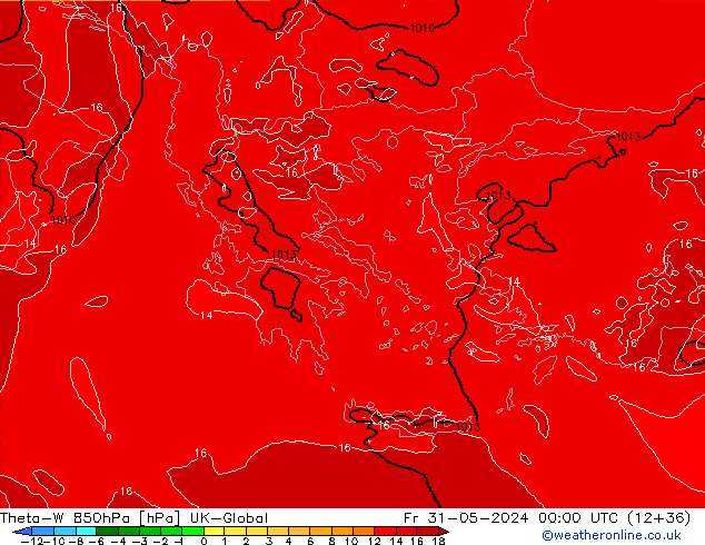 Theta-W 850hPa UK-Global Fr 31.05.2024 00 UTC