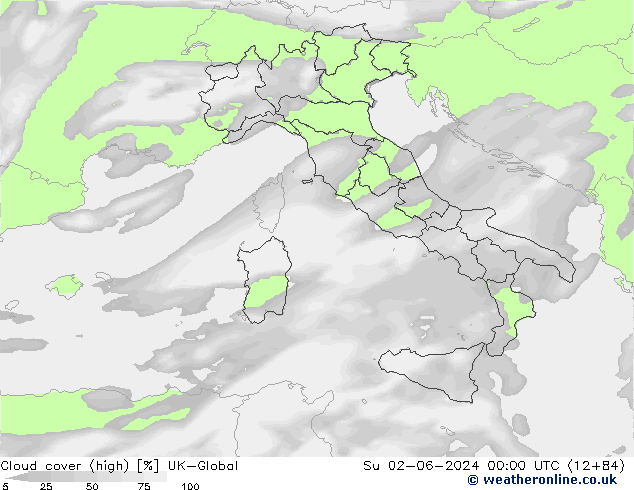 Cloud cover (high) UK-Global Su 02.06.2024 00 UTC