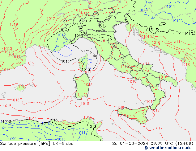 Surface pressure UK-Global Sa 01.06.2024 09 UTC